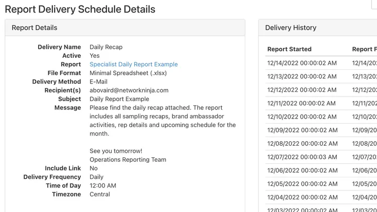 Screenshot of Automated Reporting.
