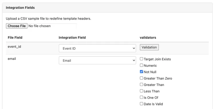 Screenshot showing Integration Fields tool in MainEvent.
